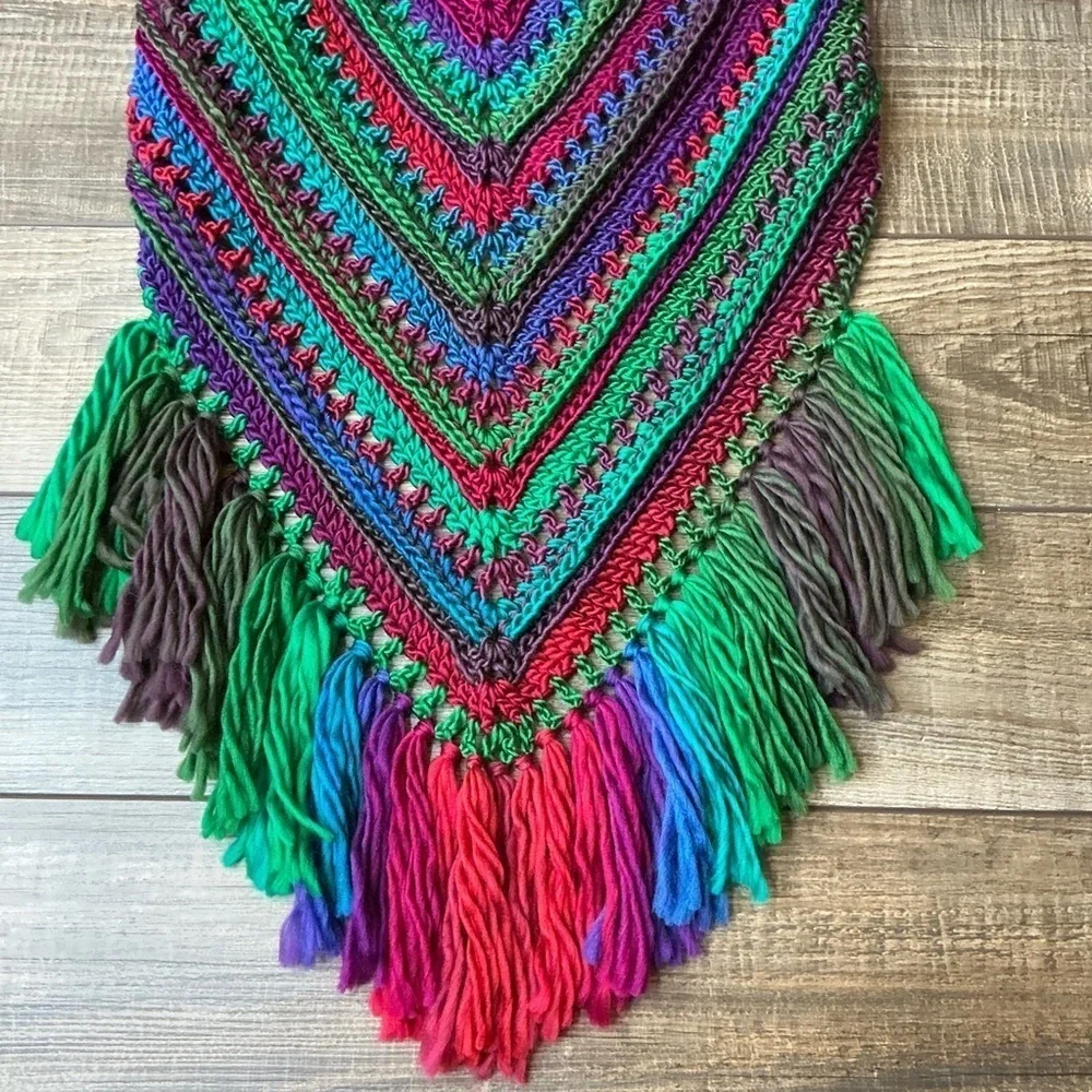 Handcrafted Crochet Cowl Neck Scarf With Fringe New Handmade by Seller Knit